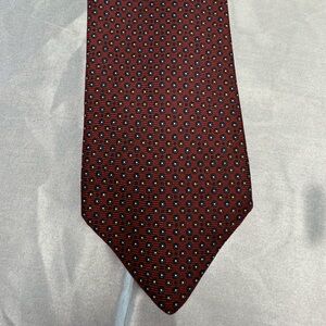 Oxford Shop Red Polka Dot Patterned Men's Tie All Silk Woven in England
